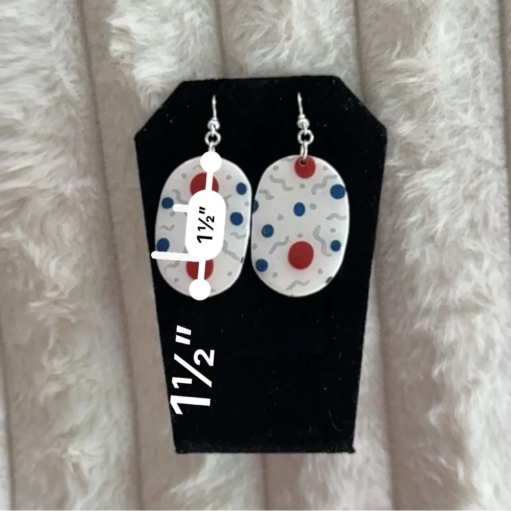 Stylish Red and Blue Dangle Earrings